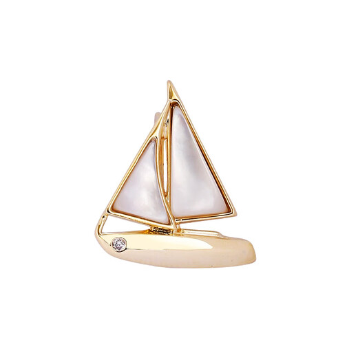 KAMALUN light luxury white sail brooch men's exquisite and compact Smooth sailing sailing corsage brooch birthday gift for elder leaders Smooth sailing sailing corsage birthday gift