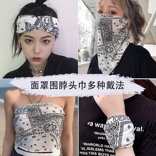 迪紫兔摩托车防晒面罩男女全脸冰丝挂耳护脖子防寒面巾遮阳脸罩骑行面纱 腰果 白色 1只装