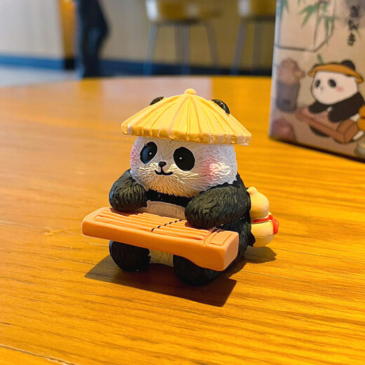 National treasure panda playing music, chess, calligraphy and painting small ornaments, cute small ornaments, cultural and creative gifts, desktop decorations, resin crafts, national trend panda - 6-piece set
