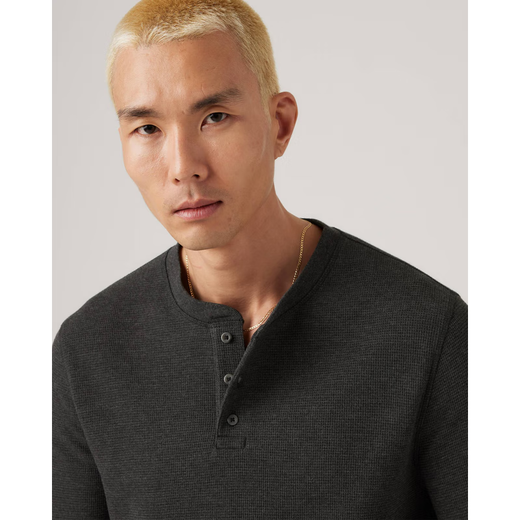 Levi's men's sweater long-sleeved round neck henley sweater New 25 autumn and winter warm, comfortable, soft and age-reducing versatile sweater tan yellow XS suitable for bust 81-86CM