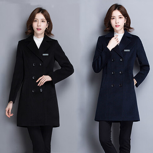 Bank hotel front desk reception property sales department jewelry store professional attire woolen coat work clothes jacket for women winter high quality coat with white men's long-sleeved shirt M