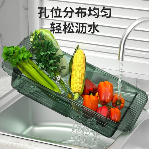 Camellia (CHAHUA) kitchen retractable drain basket, sink drain rack, household sink drain basket, sink, vegetable basket, sink artifact, telescopic transparent white, with sink, 1 pack