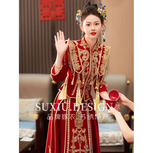 ROAR UTHAUG Heavy Industry Show and Clothing Bridal 2025 New Wedding Dresses Wedding Dresses for Girls and Outfits Winter Luo Zhi_High-end Velvet No Headgear S_Contact Customer Service Remarks to Send Wedding Fan