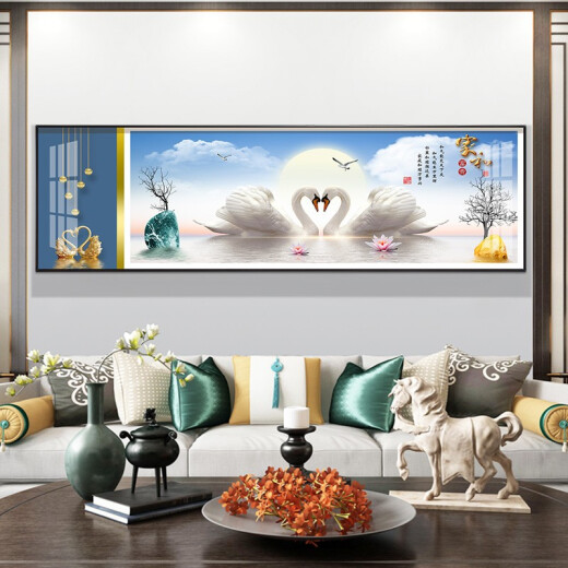 莫画泸林现代简约卧室装饰画温馨浪漫床头画酒店宾馆民宿房间挂画背景墙画 07 相濡以沫12142 200*60黑框(晶瓷画)定制