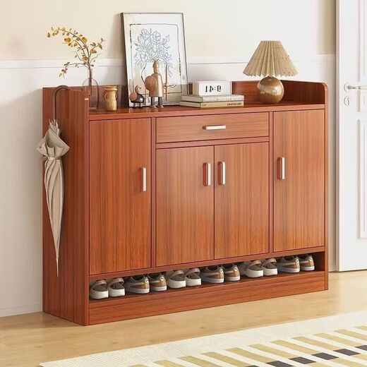 Home entrance 2025 new color entry multifunctional storage shoe cabinet large capacity simple shoe rack upgraded two doors and one drawer ancient sandalwood 60cm