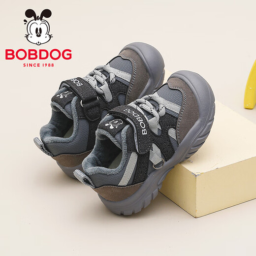 BOBDOG children's shoes winter lightweight warm toddler shoes boys comfortable baby shoes 106355105 lead gray/light hemp gray 25