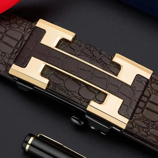 Buy one, get one free, new men's belt with automatic buckle for inner wear, business versatile belt, men's belt XL2, two pieces, black + gold, one piece each