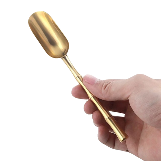 Kaooseen Brass Tea Spoon Small Tea Set Tea Ceremony Accessories Wooden Single Split Tea Spoon Tea Rules Brass Tea Clip + Golden Tea Spoon