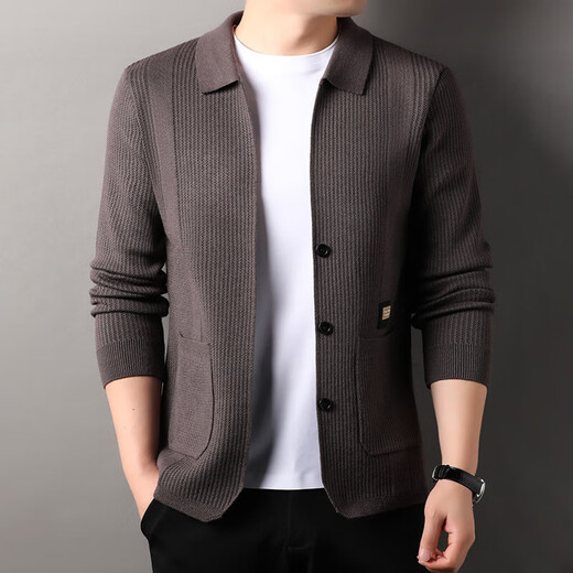 Men's sweater jacket autumn and winter new trend men's casual solid color simple top CGf autumn knitted cardigan jd camel L recommended 115Jin Jin equals 0.5kg -130Jin Jin equals 0.5kg