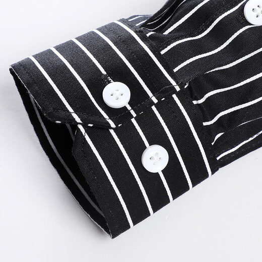 Camisa Woodpecker (TUCANO) para hombre, camisa con solapa informal de negocios para las cuatro estaciones, camisa a rayas, tops versátiles, rayas blancas y negras para hombre 2XL