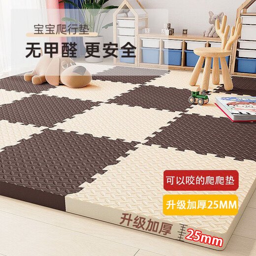 Non-toxic, formaldehyde-free and odor-free, waterproof and anti-fouling foam splicing mat, children's crawling mat, scrubbable floor mat, navy + gray + white - edge strips included, 30*30*2.5cm thick, 24 pieces/upgraded, odorless