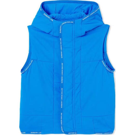 Burberry (BURBERRY) vest solid color logo strap hooded cotton vest blue children's model blue one size 10Y