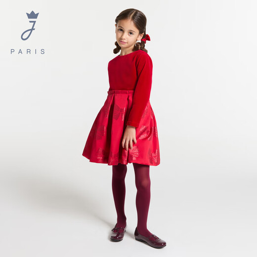 JACADI New Year's style JACADI girls' French red dress long-sleeved dress 2045062 red 546 105 /4A