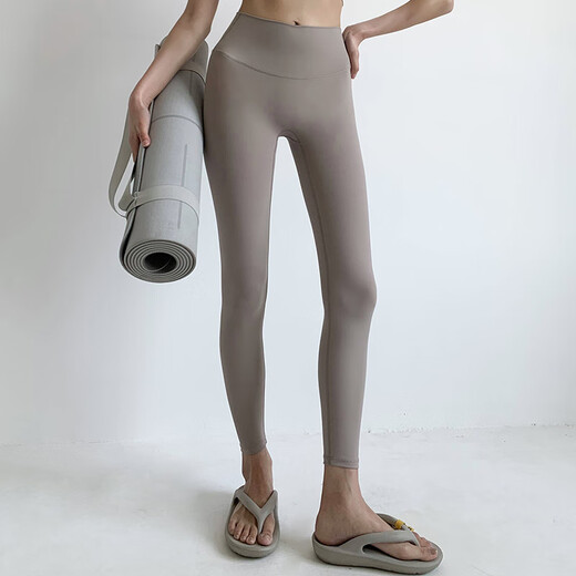 Weightlifting women's outer wear quick-drying yoga pants high-waisted hip-raising high-elastic Pilates fitness pants training sports pants light brown M