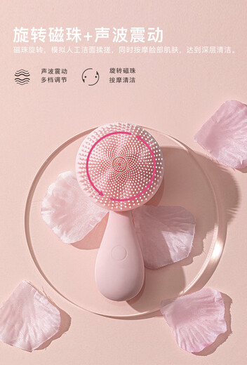 Neues multifunktionales Silikon-Gesichtsreinigungsgerät, wiederaufladbares Mini-Elektro-Gesichtsreinigungsgerät für Damen, Magnetperlen-Massage-Schönheitsgerät mit Logo in Rosa