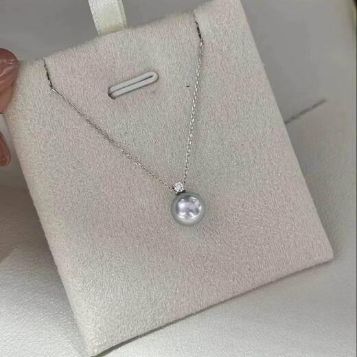 Ai Yunlai 8-9mm sea water true hemp pendant perfect round strong light S925 silver princess single pearl necklace high-end fashion 8-9mm