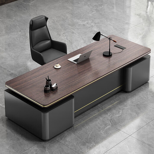 Desk Boss Desk Simple Modern Double Cabinet Mobile Cabinet Office Manager President Desk and Chair Combination Desk 1.8*0.8 Meter Boss Desk (Installation Included)