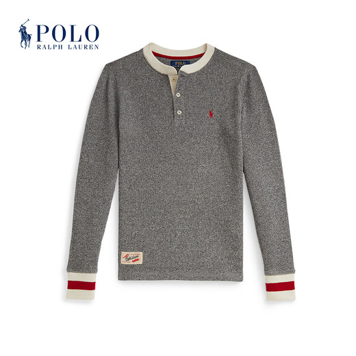 Polo Ralph Lauren Boys' Fall 25 Waffle Knitted Cotton Henley RL43858 020-Gray M