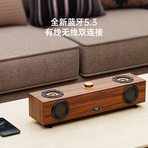 Patriot T352 computer audio desktop speaker home wired USB desktop laptop long wooden subwoofer dual diaphragm multimedia speaker retro style