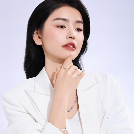 Wanfulong PT950 Platinum Platinum Ring Love Birthday Women's Model Live Mouth Men's Gift for Girlfriend Couples Can Be Customized Platinum PT950 Women's Model 2.96g (can be flexibly adjusted in size)