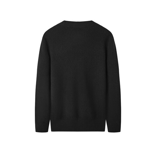 九牧王【商场同款 含羊毛羊绒】男装羊毛衫男25春冬新款圆领暖绒毛衣男 修身版+黑色+JY1DV50647 M 170/92A(48)