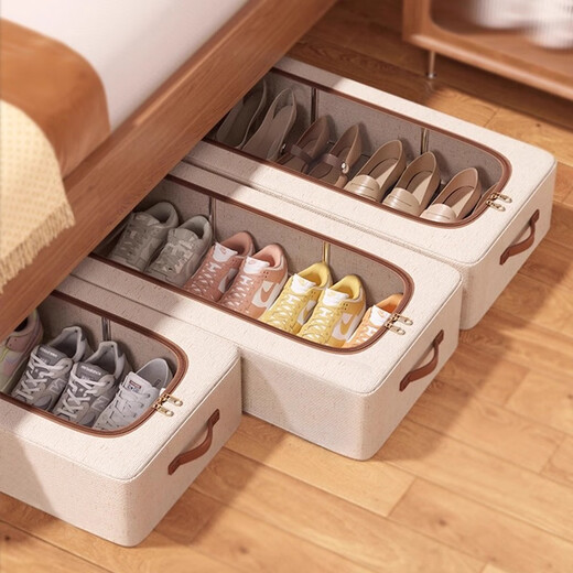 Zhifan Japanese transparent shoe box dust-proof storage box folding space-saving shoe cabinet organizer box under the bed shoe storage artifact medium size 2 pieces genuine Tianshan snow cotton丨skin-friendly and 0 odor