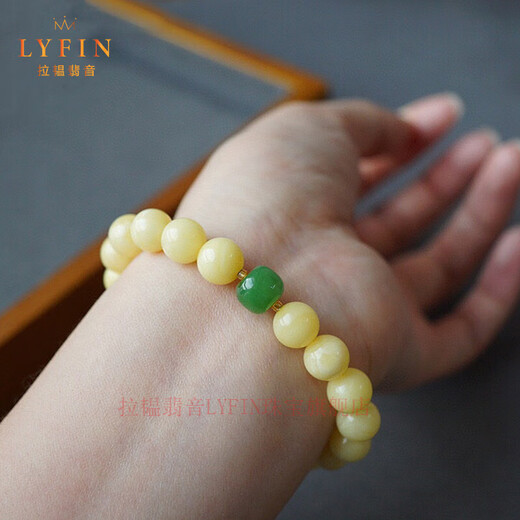 La Yun Feiyin white flower honey wax bracelet round bead single circle bracelet original design women's style with retro jasper southern red small peach