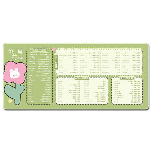 三色猫绿色护眼鼠标垫超厚护腕电脑桌垫正能量文字办公家用键盘 9893可爱小兔 60厘米x30厘米x2毫米