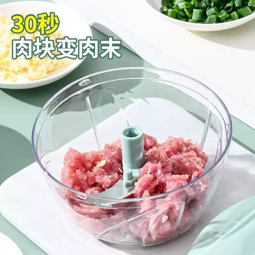 Fantasy Large Garlic Artifact Kitchen Manual Meat Grinder Vegetable Cutter Home Garlic Multi-Function Shredder Chili Stirring Upgraded Grass Green Medium Three Knives