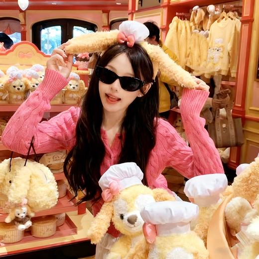 Bo Naling Headband Cute Hat Puppy Ears Plush Headband Women's Face Wash Headband Photo Amusement Park Play Hair Accessory Chef Puppy Headband