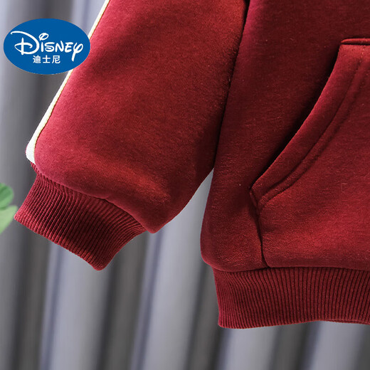 Disney (Disney) Velvet Suit 2025 Autumn and Winter 2025 New Style Boys and Children Thickened Anchor Red Jacket Two-piece Set Burgundy Suit Velvet 100 (Upgraded Model)
