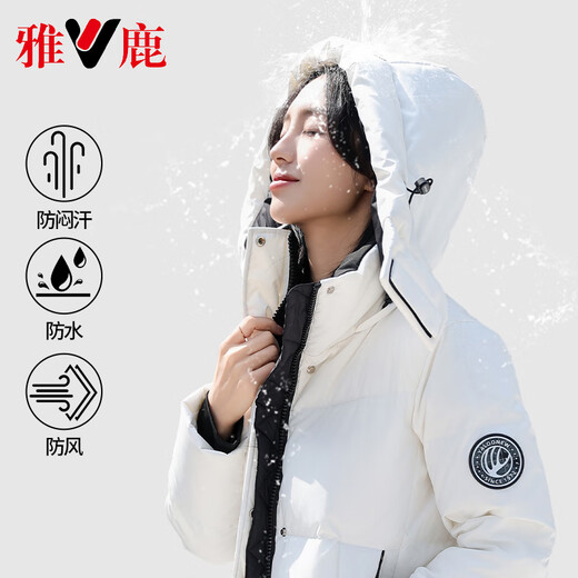 Yalu Down Jacket Women's Mid-Length Thickened Slim Winter 2025 New Middle-aged Mom Extremely Cold Windproof Warm Jacket Women Black Slim Fit Thickened Warmth S Recommended 115Jin Jin is equal to within 0.5kg