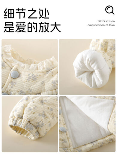 MsPuala女童宝宝外套棉服韩系秋冬韩版保暖舒适百搭开衫外套上衣 碎花 73 73cm建议身高68-74