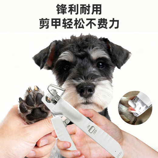 Schnauzer special nail clipper pet dog nail clipper nail polisher novice with light to illuminate blood line small and large dogs pet LED nail clipper + flea comb