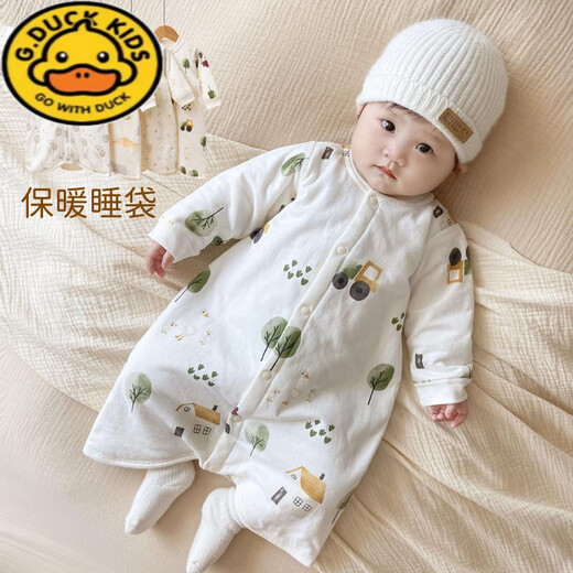 G.DUCKKIDS Spring and Autumn Baby Sleeping Bag Children's Winter Anti-Kick Quilt Warm Pajamas Men and Women Baby Padded Jumpsuit Pure Cotton Nightgown Pastoral Style Warm Thin Cotton Sleeping Bag 100cm