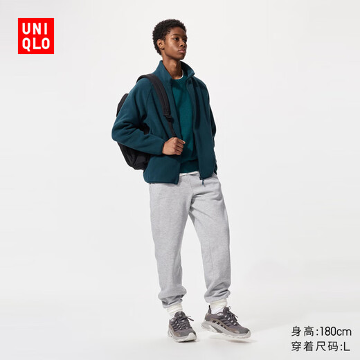 Uniqlo men's HEATTECH imitation sherpa sports trousers casual regular style 25 autumn and winter new style 479789 04 smoke gray L