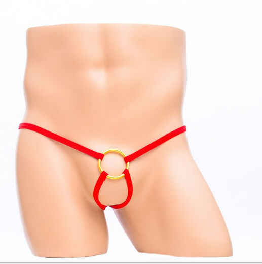 Sexy underwear men's sexy hollow thong European and American comfortable penis underwear transparent open leak JJ black one size fits S-XXXL