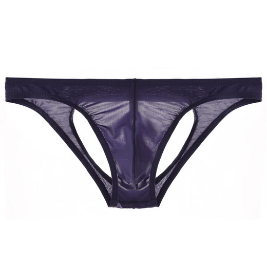 Royal sister-like ice silk double thong men's transparent underwear, men's back empty butt lift, seamless low waist, sexy short for boys, white M, one size fits all