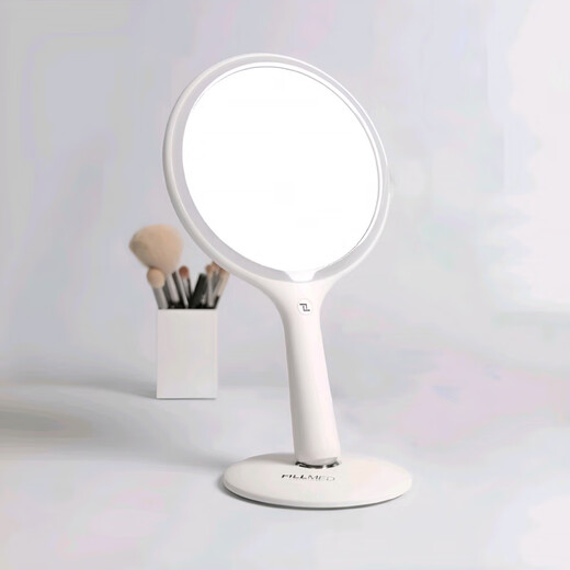 LED cosmetic mirror with light for skin management beauty salon, double-sided mirror, portable desktop hand-held light-filling mirror with logo, hand-held swinging mirror Fila
