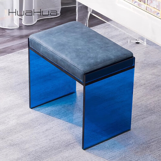 Fantasy Acrylic Shoe Changing Stool Wabi Style Dressing Stool Upholstered Piano Bench Stool Light Luxury Creative Home Porch Transparent Color 48cm