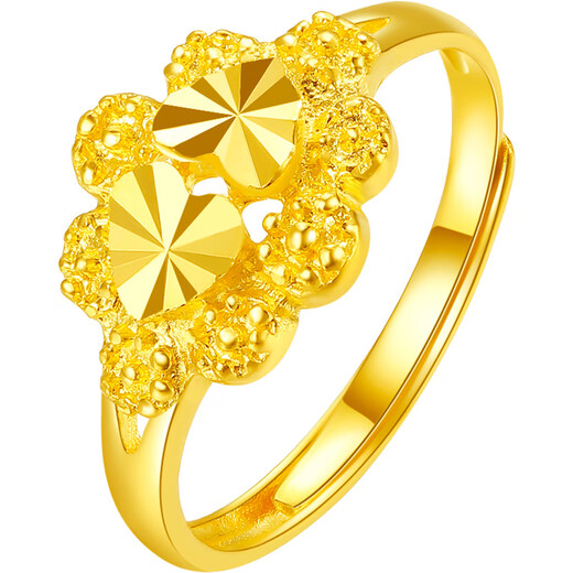 Saturday blessing heart-to-heart gold ring women's pure gold birthday gift price AA012637 Huokou No. 13, about 3.64g