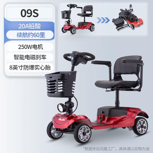 Phoenix electric scooter for the elderly four-wheeled four-wheeled car for the elderly household foldable moped scooter 09S 20ah lead-acid + about 60 miles + 250W