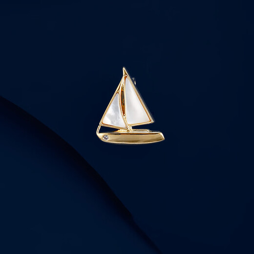 KAMALUN light luxury white sail brooch men's exquisite and compact Smooth sailing sailing corsage brooch birthday gift for elder leaders Smooth sailing sailing corsage birthday gift