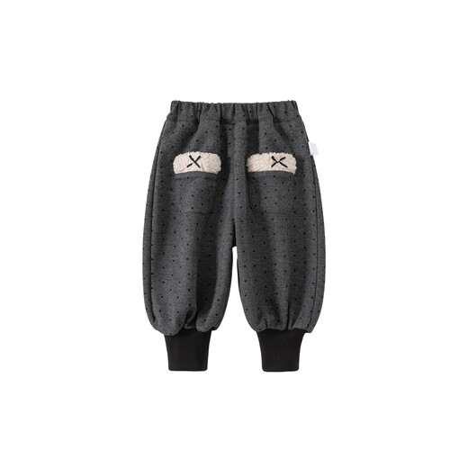 INSBOBO Girls' Pants 2025 Winter Baby Children's Pants Children's Sports Pants Autumn and Winter New Style Velvet Gray Bottom Polka Dot 90