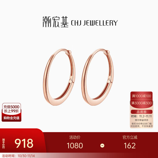 Trendy Acer ring 18K gold stud earrings for women, rose gold color gold earrings, fashionable and simple, birthday gift for girlfriend, single style