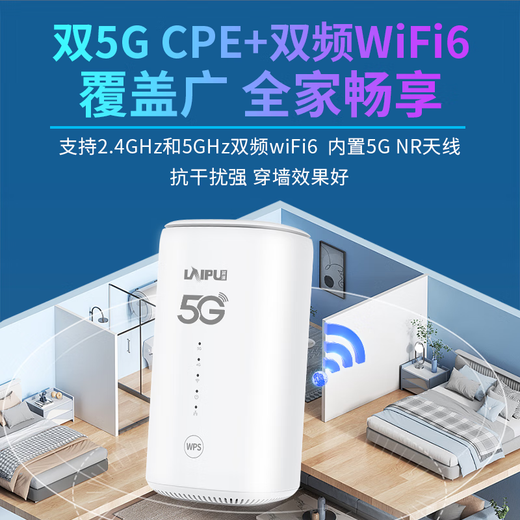 Laipu 25 plug-in card CPE mobile wireless dual 5G router Gigabit WiFi6 signal amplifier home router through the wall King SIM card-free full Netcom portable WiFi built-in dual 5G + 1 external plug-in card Gigabit-CPE