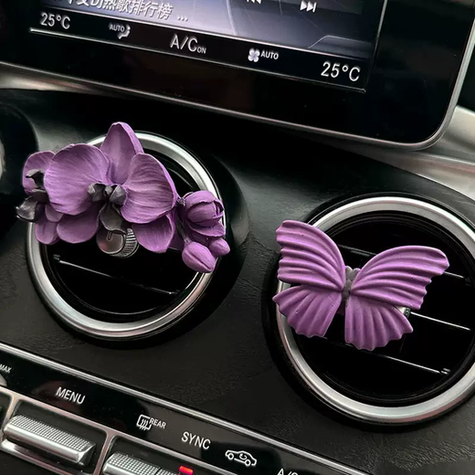 Yusenyi high-end car air conditioner air outlet aromatherapy car Phalaenopsis perfume butterfly light fragrance high-end ornaments new car gift striped west rose red butterfly air outlet free fragrance 1 bottle 1g