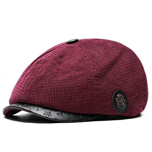 Yunqiang newsboy hat men's retro corduroy newsboy hat men's autumn and winter British versatile painter's octagonal hat plus velvet to keep warm, light gray, one size fits all, suitable for head sizes 57-59