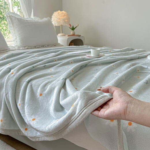 Sleeping naked, skin-friendly blanket, machine washable, winter milk velvet thickened cover blanket, double-sided velvet sheets, dormitory sheets, office lunch, soft powder, Class A double-sided velvet - skin-friendly and soft, 200*230cm, double size