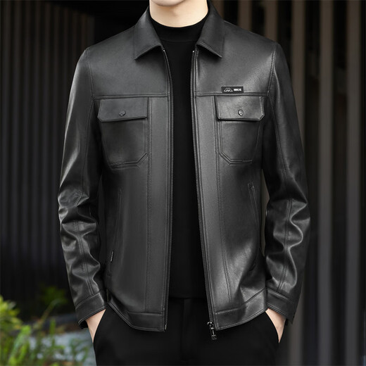 FUGUINIAO leather jacket men's 2025 autumn and winter new cotton warm motorcycle jacket casual leather jacket for men brown red L